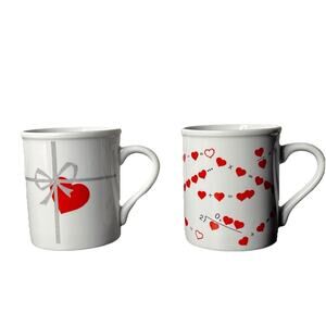 The Toscany‎ Collection Japan Ceramic Mug Set of 2 Red Heart Love Equation Mugs
